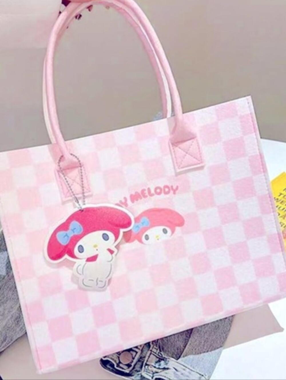 My Melody Felt Tote With Charm
